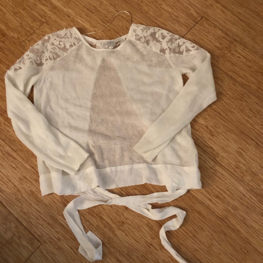 Lauren Conrad white sweater with pearls